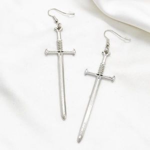 Oversized Silver Sword Earrings